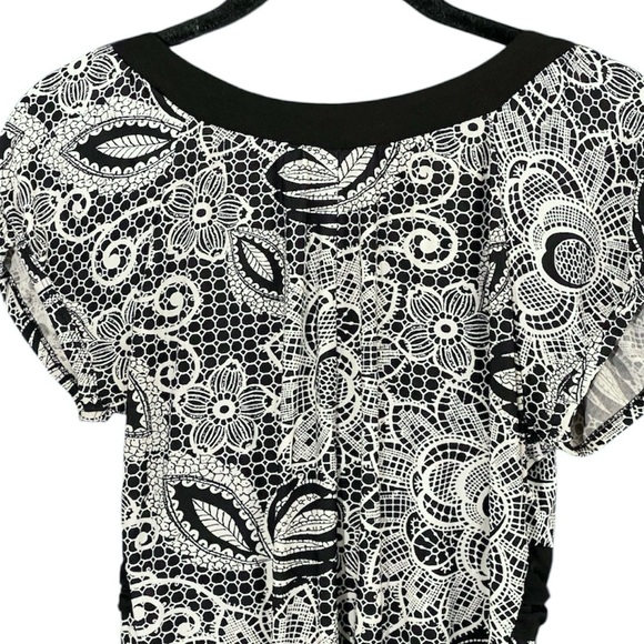 Trixxi Floral Babydoll Top Puff Sleeve M Black Y2K Style Milkmaid Fairy Grunge - Picture 6 of 7